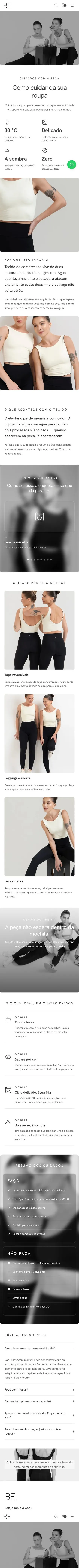 Be Soft Sport — Cuidados