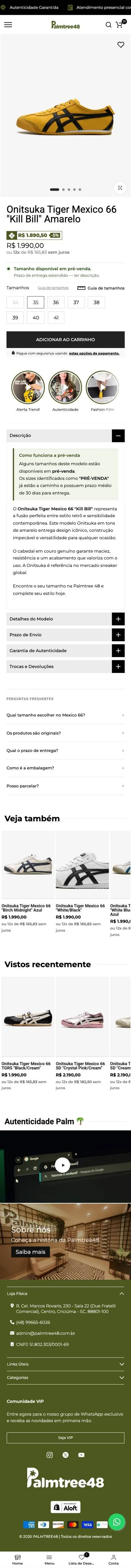 Palmtree — Página de produto
