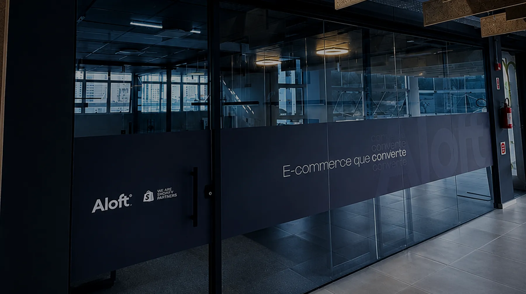 Fachada do escritório da Aloft no CRIO, em Criciúma/SC